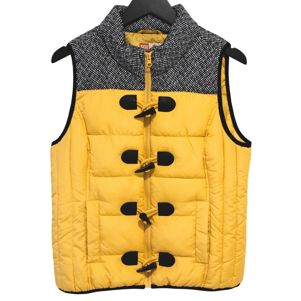 RuffHewn Puffer Vest Womens M Yellow Herringbone Quilted Colorblock Gorpcore